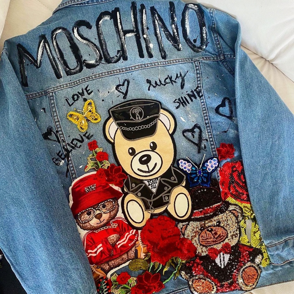 Jean jacket hand painted moschino